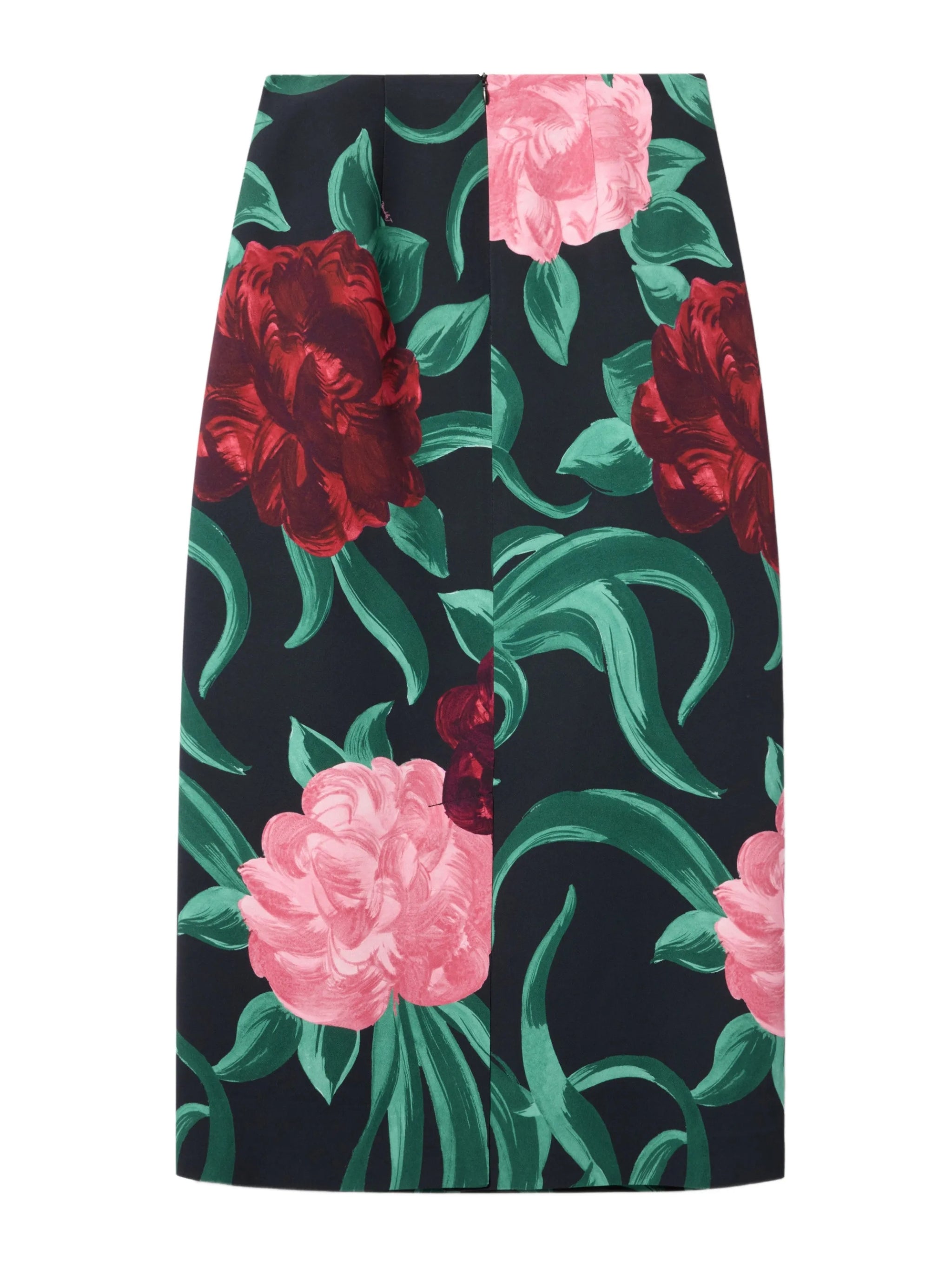 Pencil Skirt Peony Black In Sablé Satin