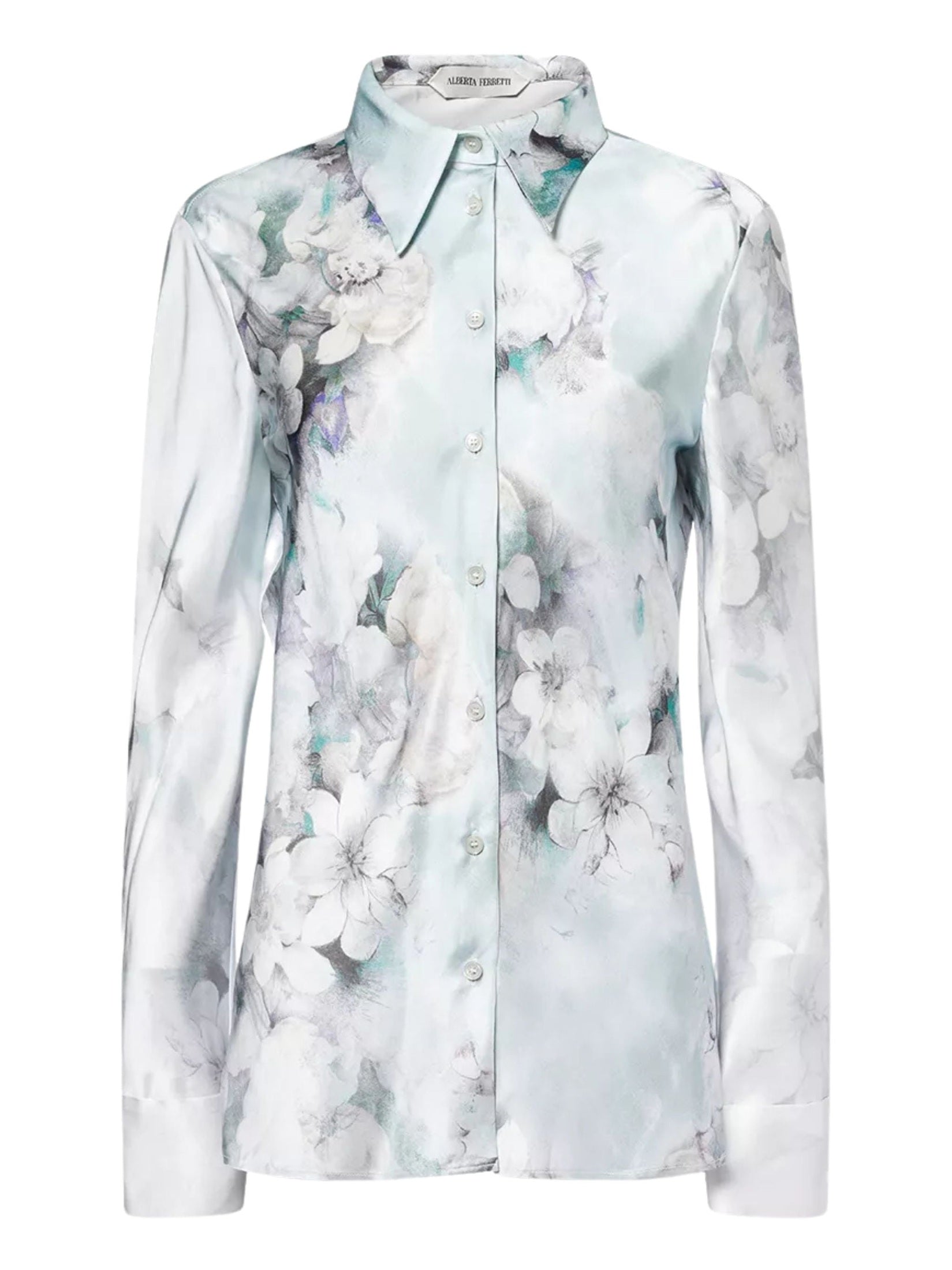 Shirt in washed satin with degrade’ print