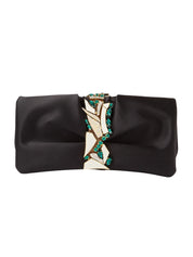 Oasis pouch stone-encrusted satin clutch