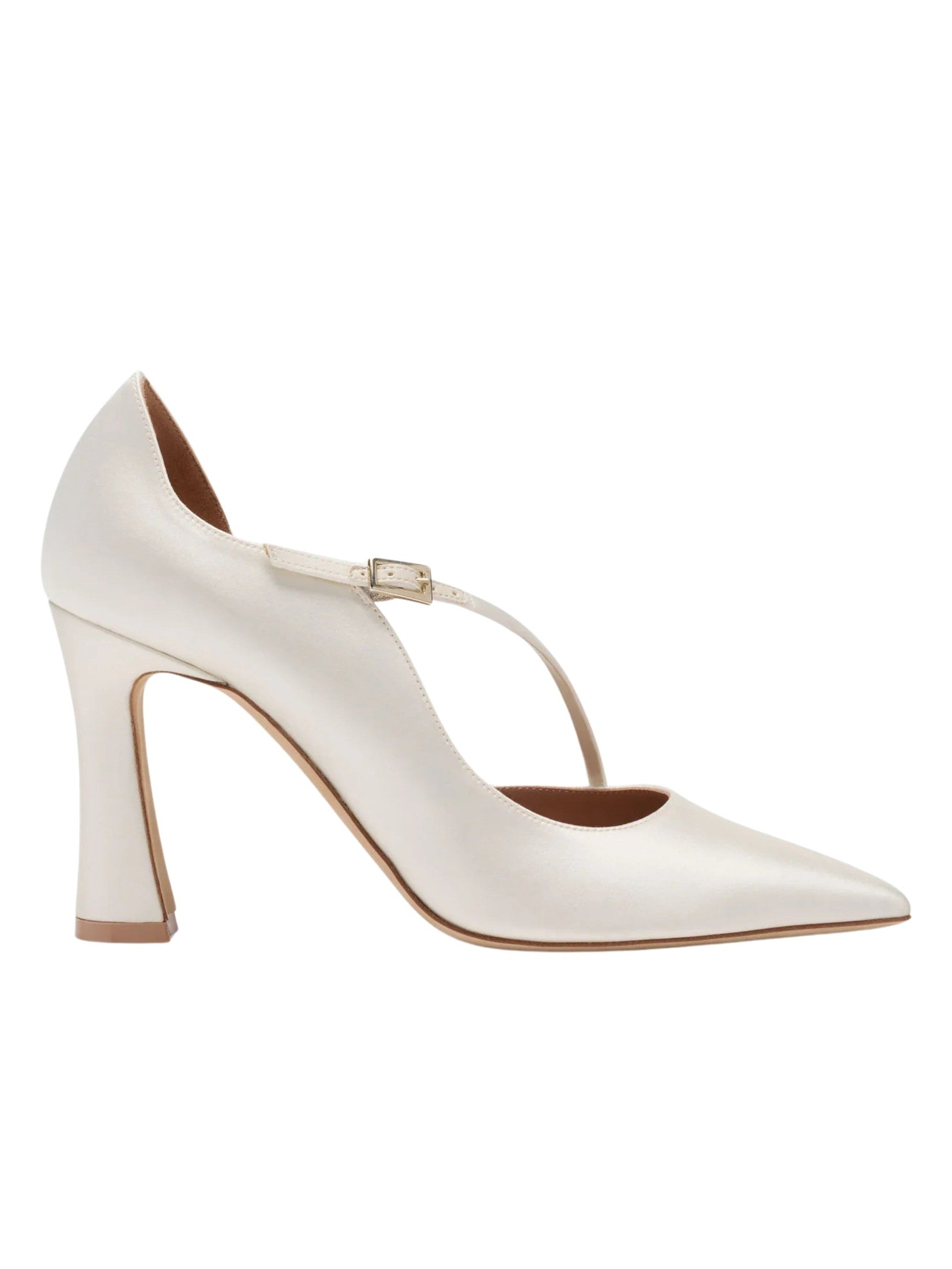 Bettina 90 white satin heeled pumps