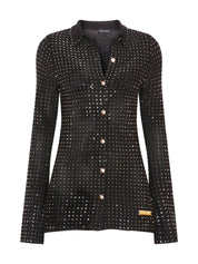 THE SHIRT CARDIGAN WITH ALL OVER CRYSTAL DETAILS IN BLACK
