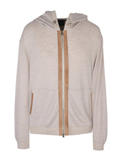 Linen wool full zip hoodie sweatshirt