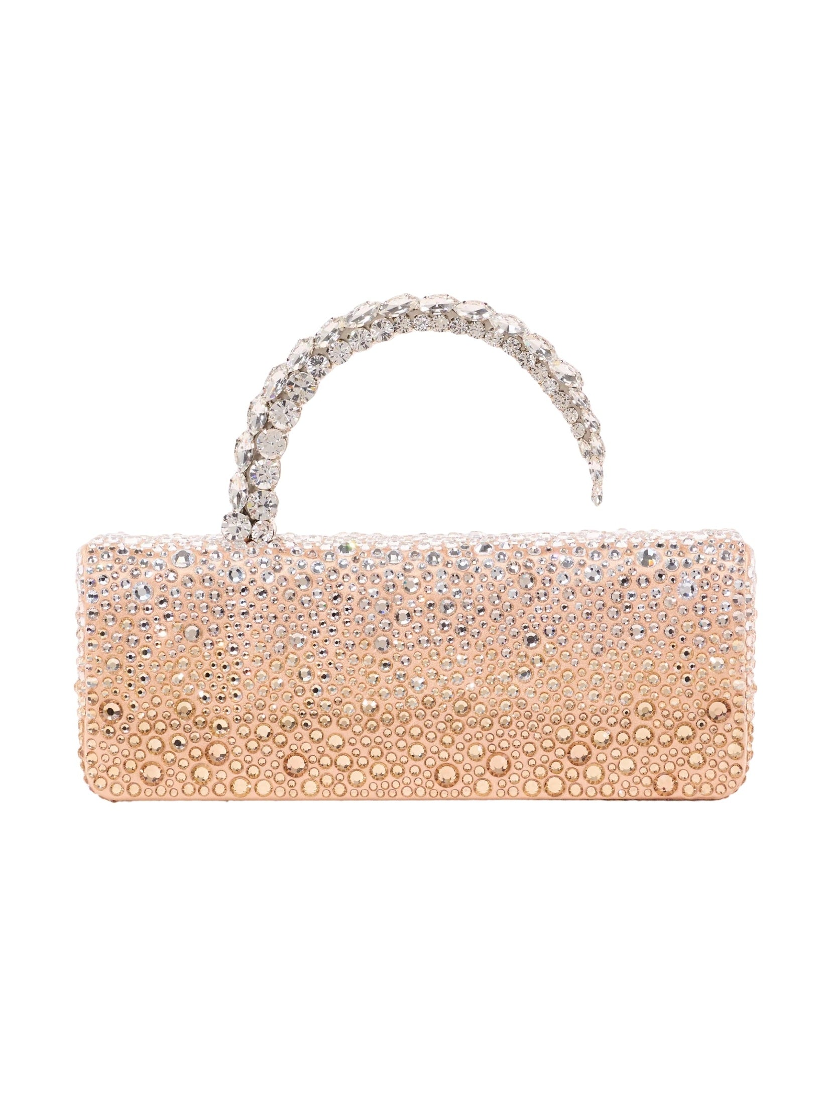 Malika stone-encrusted hotfix baguette clutch