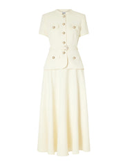 Yellow crepe tailored midi dress