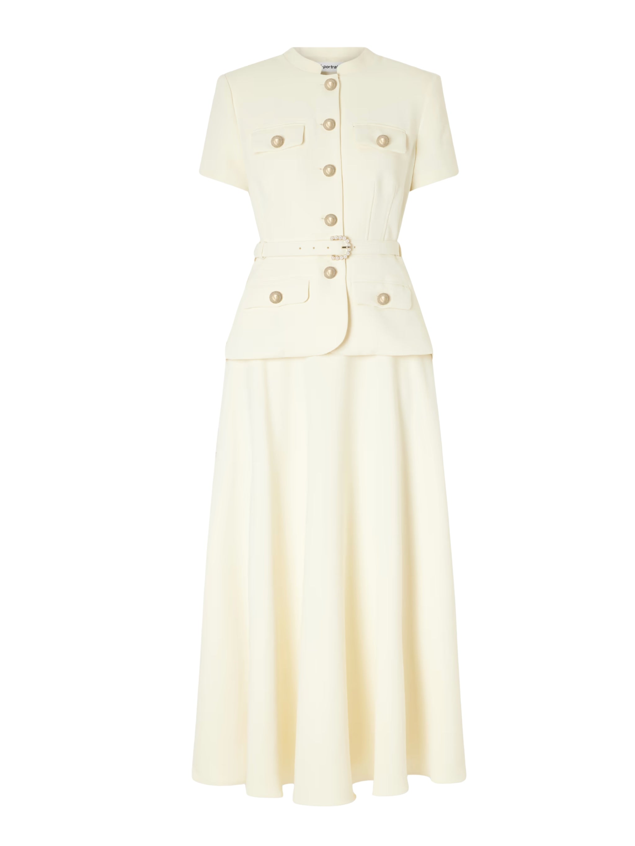 Yellow crepe tailored midi dress