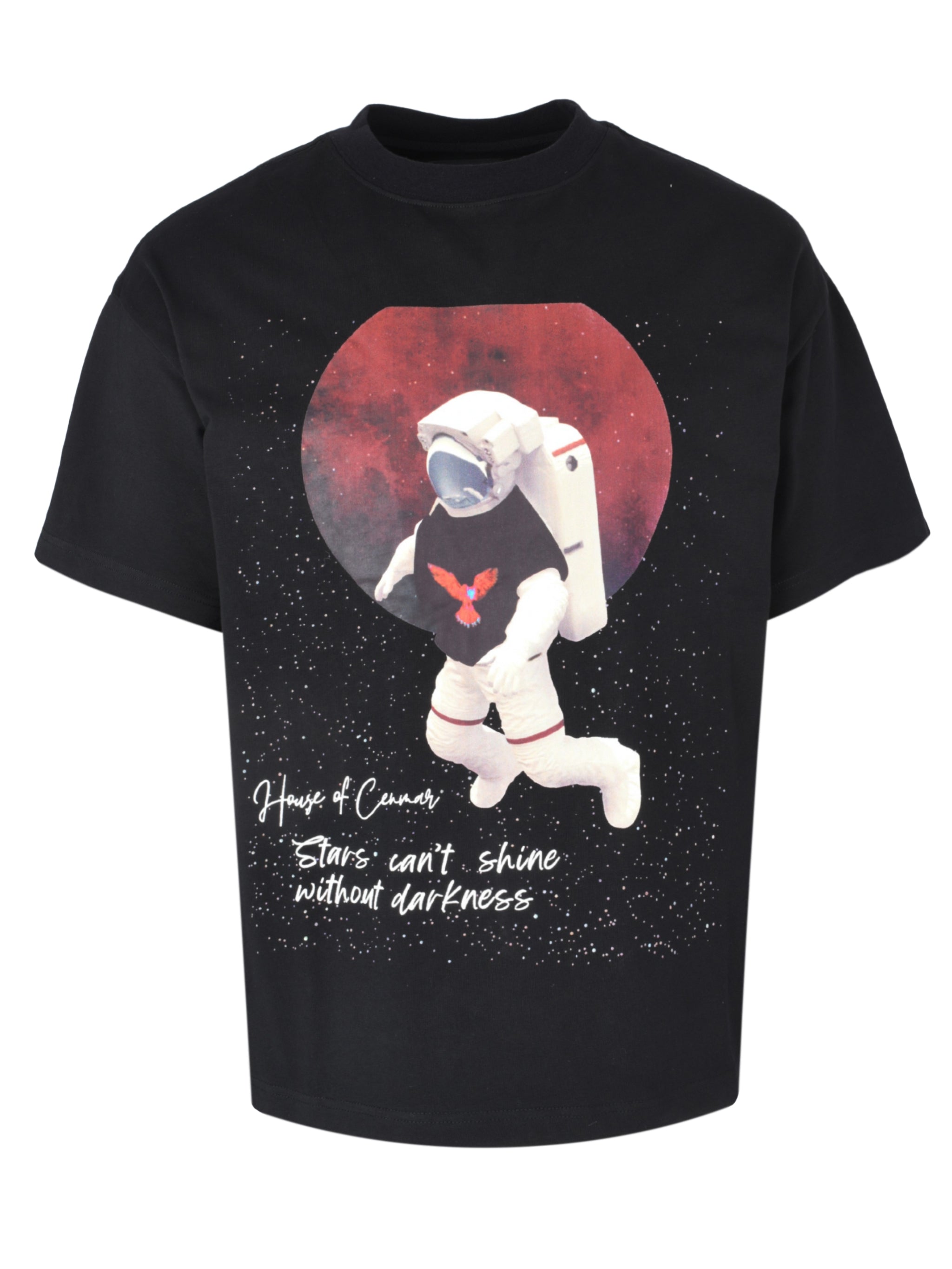 CENMAR BLACK ASTRONAUT FRONT PRINT T-SHIRT