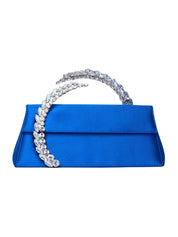 Karma Stone-Encrusted Satin Clutch Electric Blue