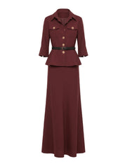 Brown twill maxi dress