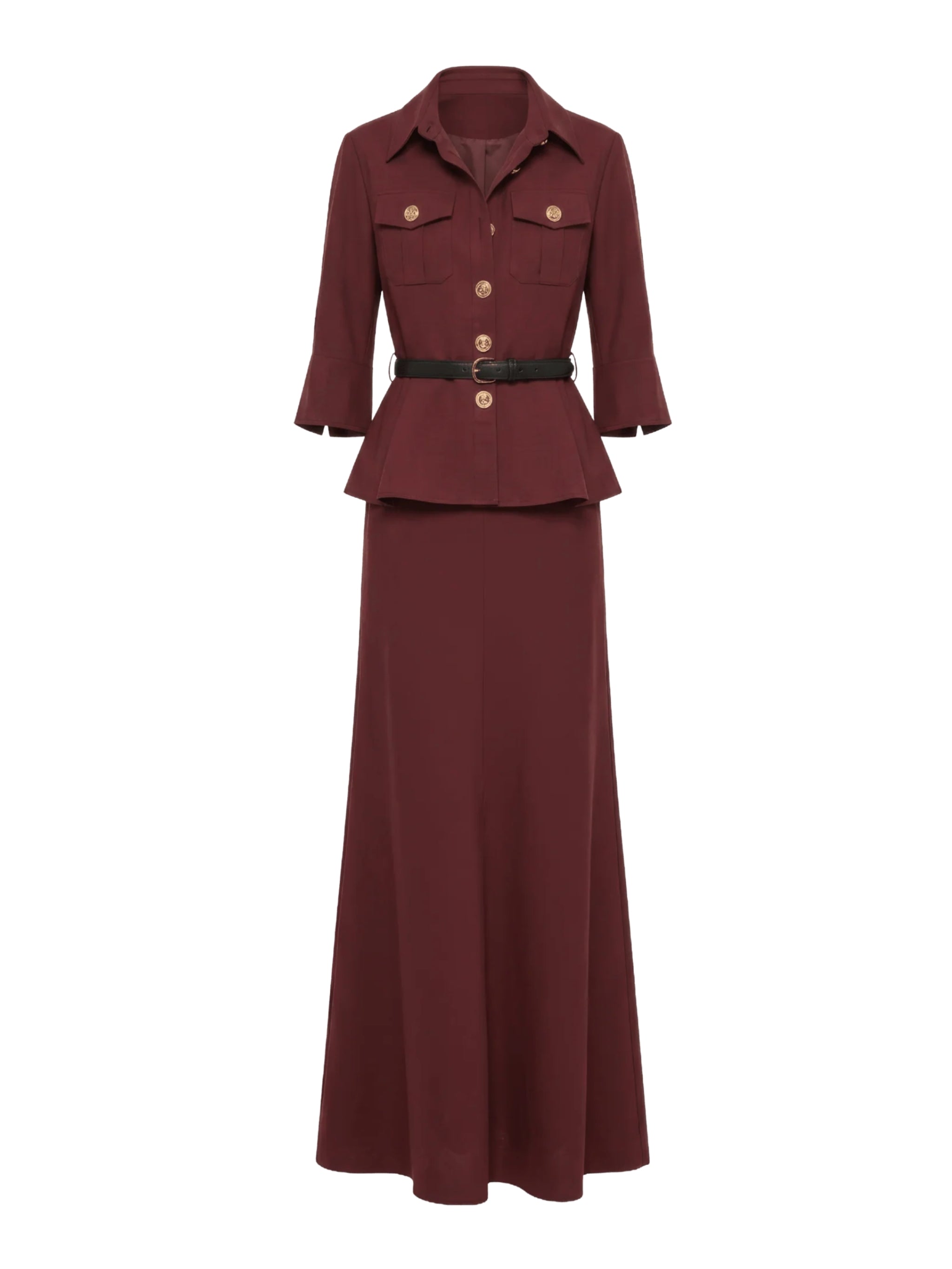 Brown twill maxi dress
