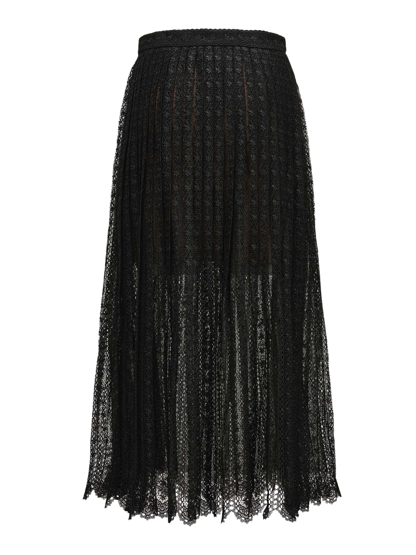 Black organza lace midi skirt