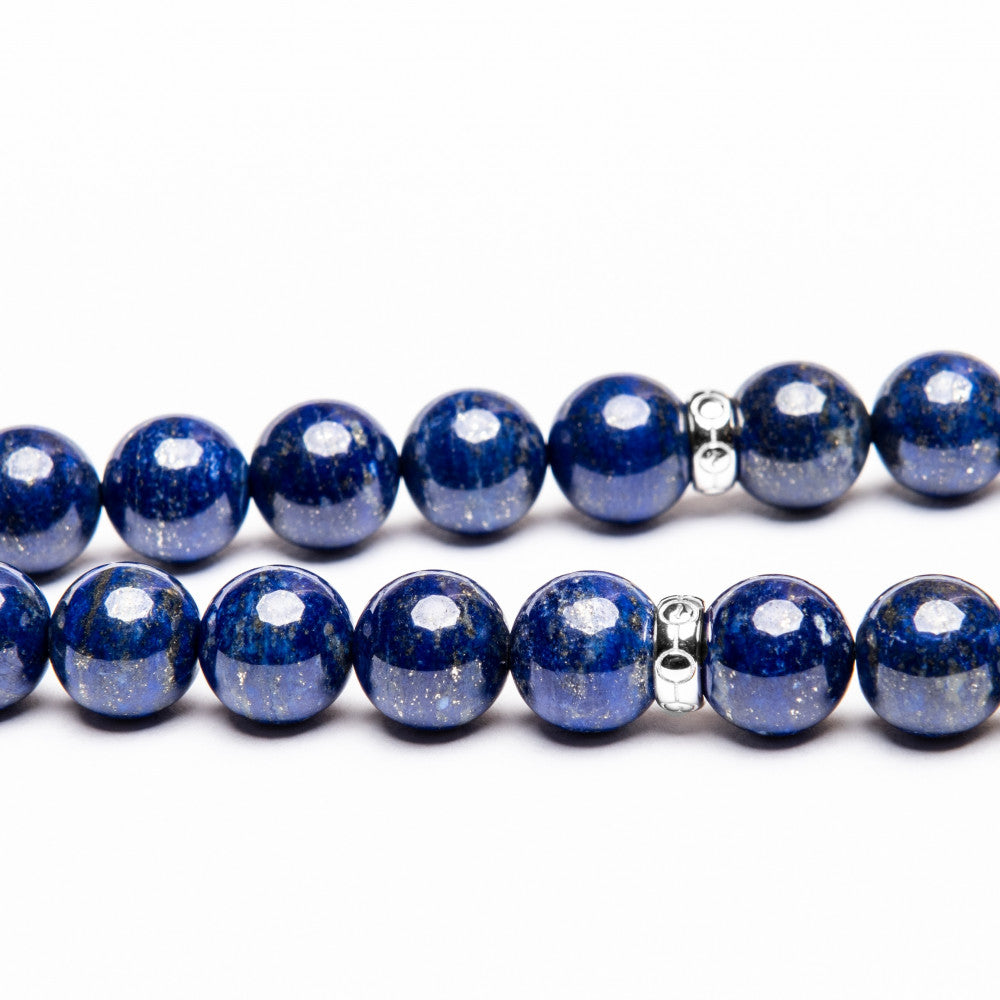 Lapis Lazuli stone rosary in silver 10 mm