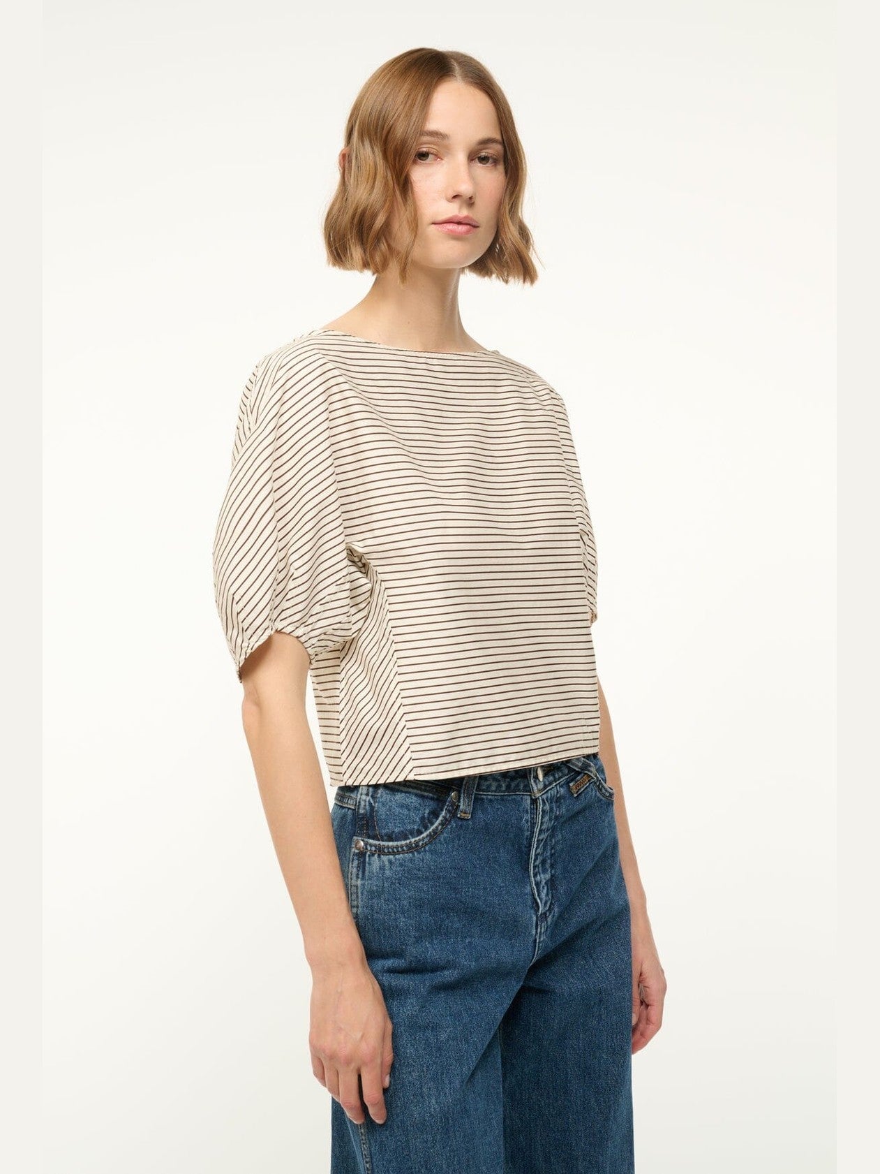 Didi top ivory dark oak micro stripe