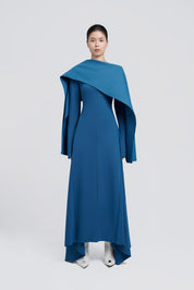 MAXI LONG SLEEVES DRESS WITH CAPE