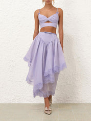 Runway crush lace trim skirt