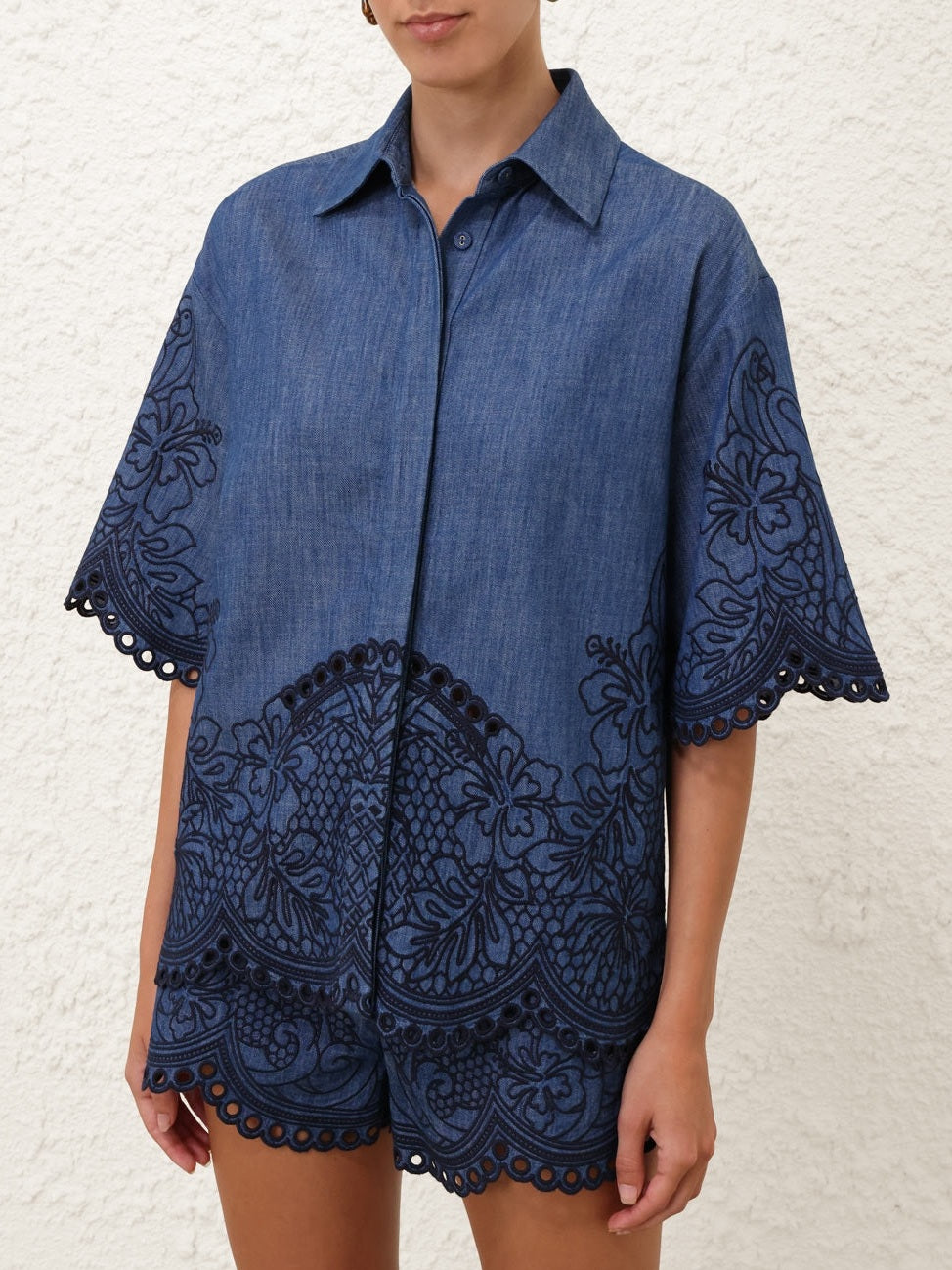 Coco embroidered denim shirt