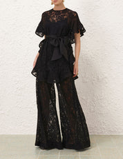 CRUSH BELTED LACE PANT