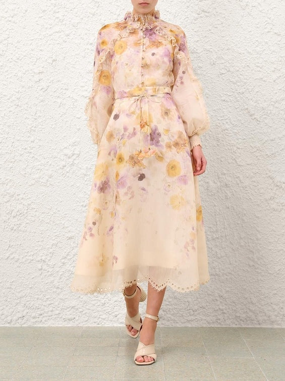 Memento embroidered midi skirt