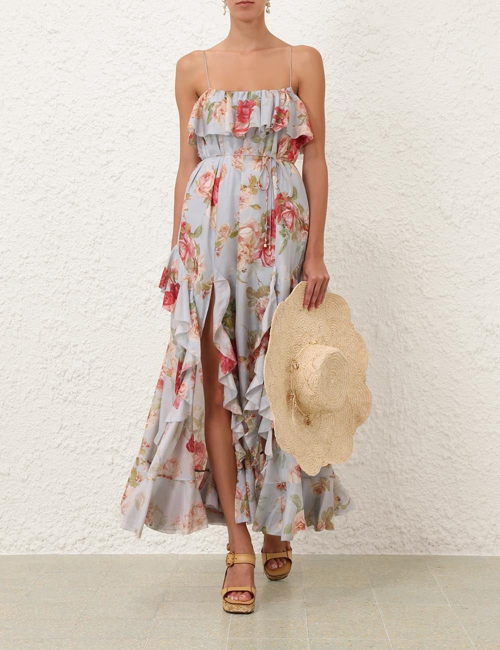 Roselight frill maxi dress