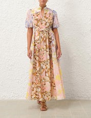 POP PUFF SLEEVE MAXI DRESS