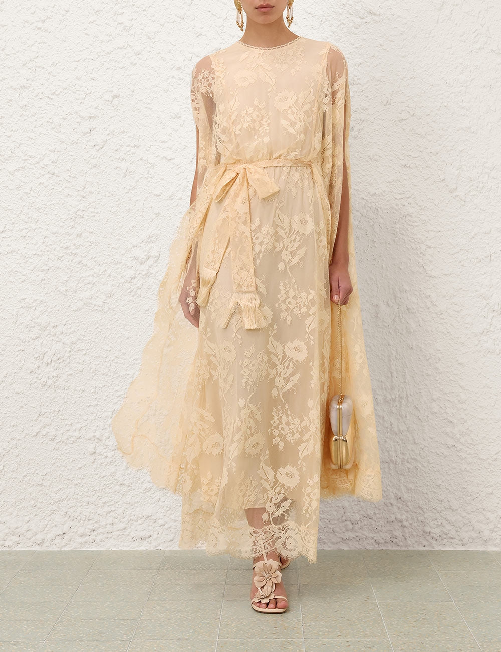 Valiant lace caped maxi dress