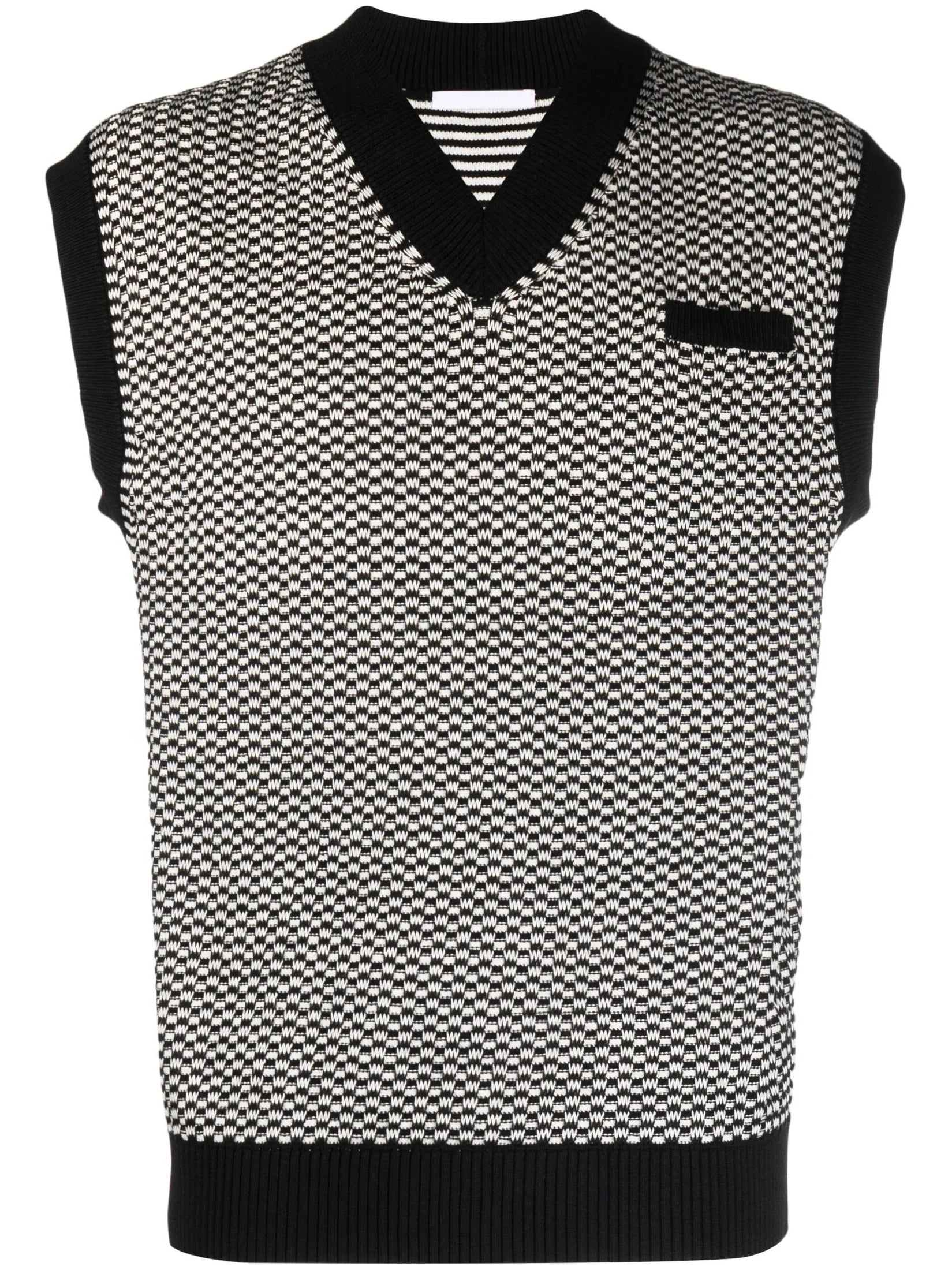Helmut lang checked v-neck sweater vest