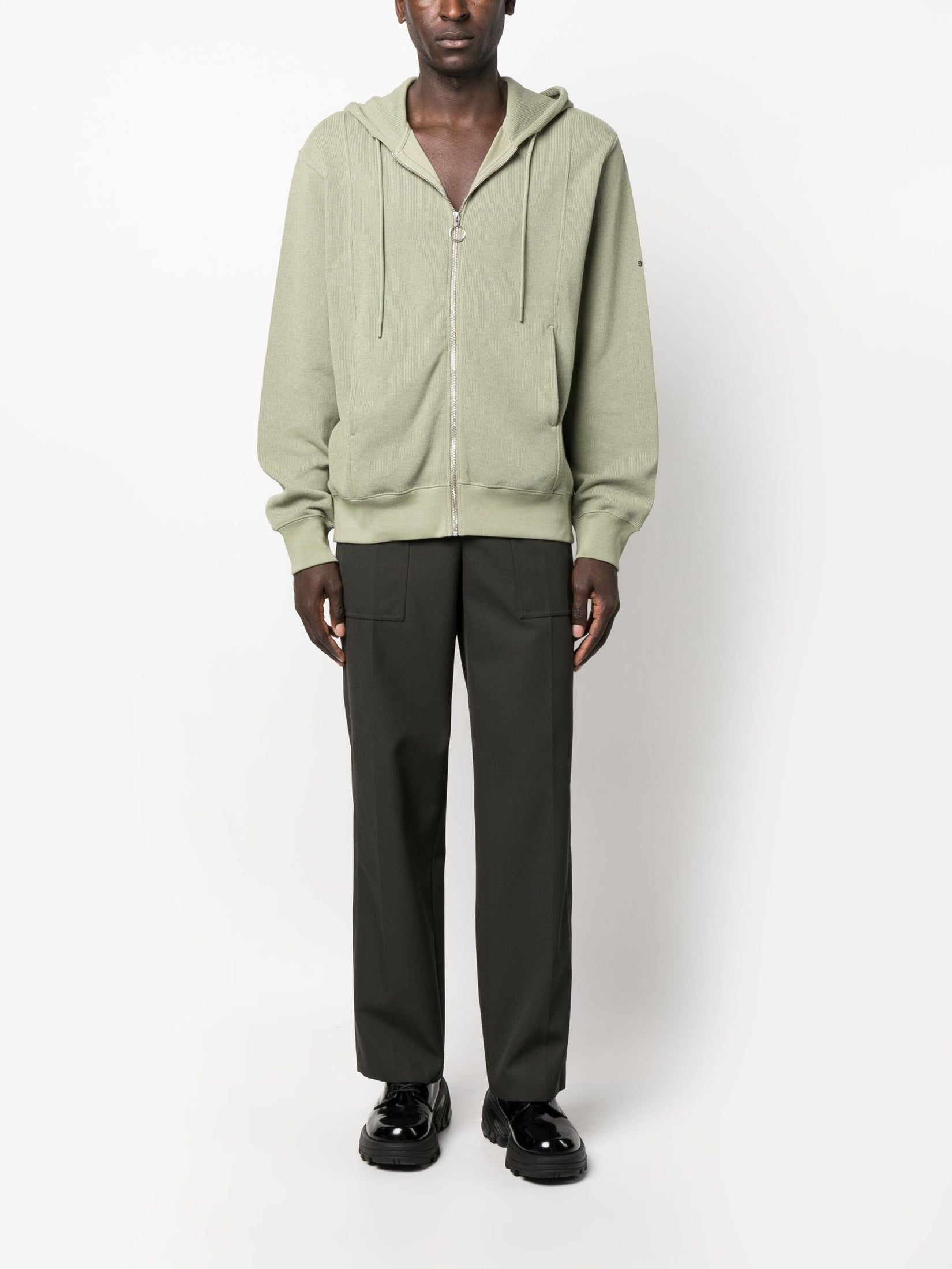 Helmut lang zip-up drawstring hoodie