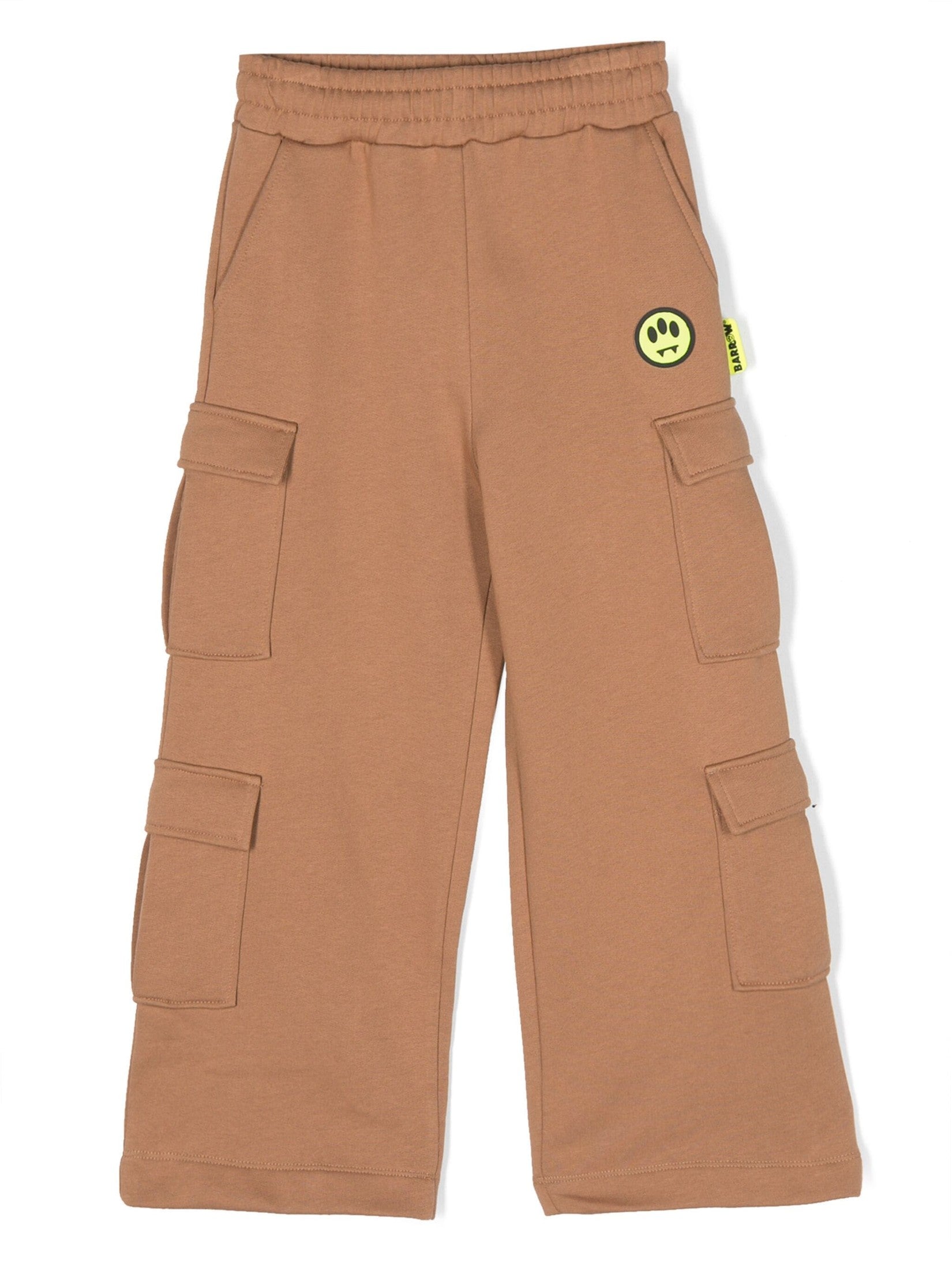 Barrow kids smiley-face cotton cargo trousers