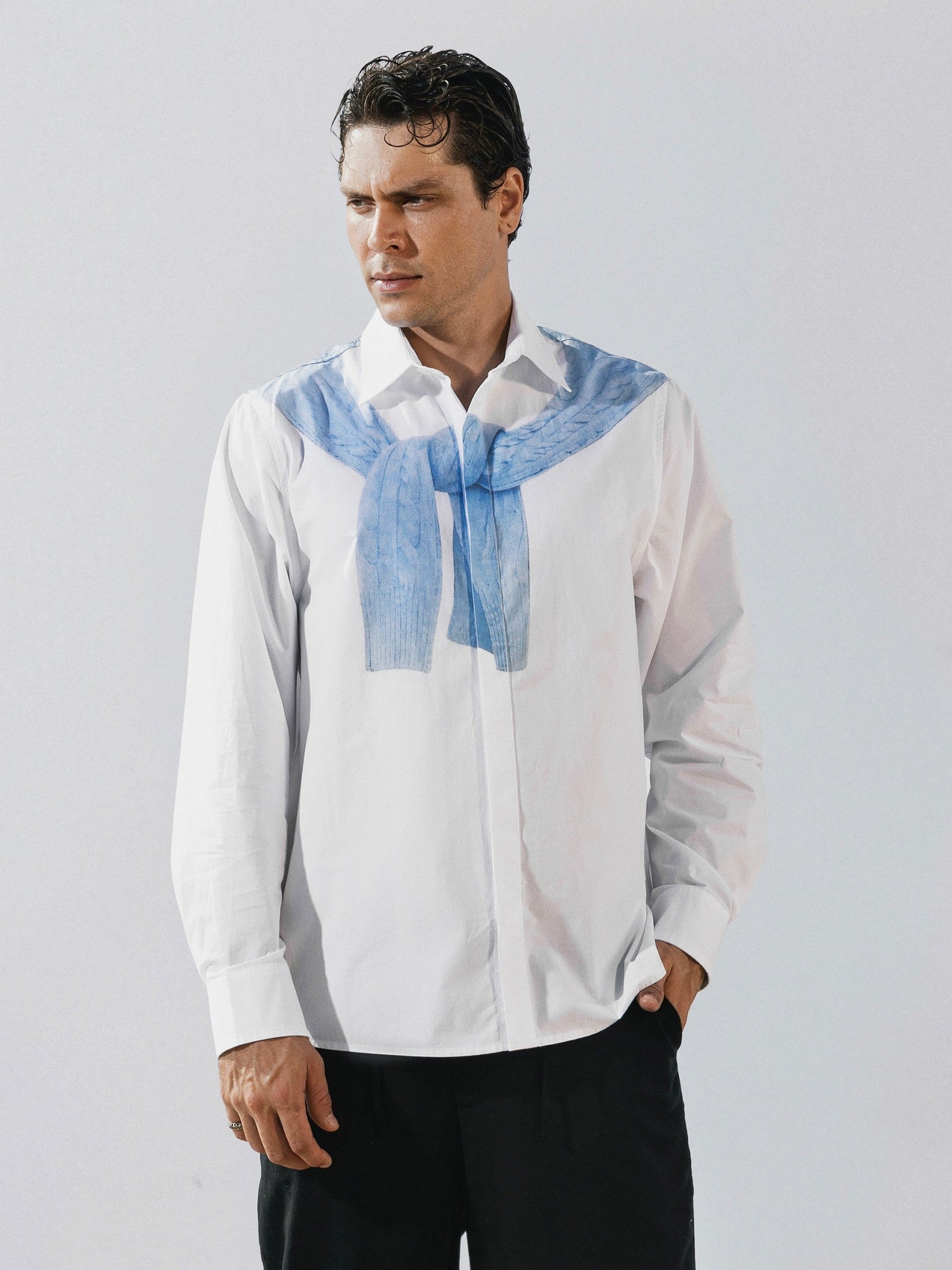Sweater print cotton shirt