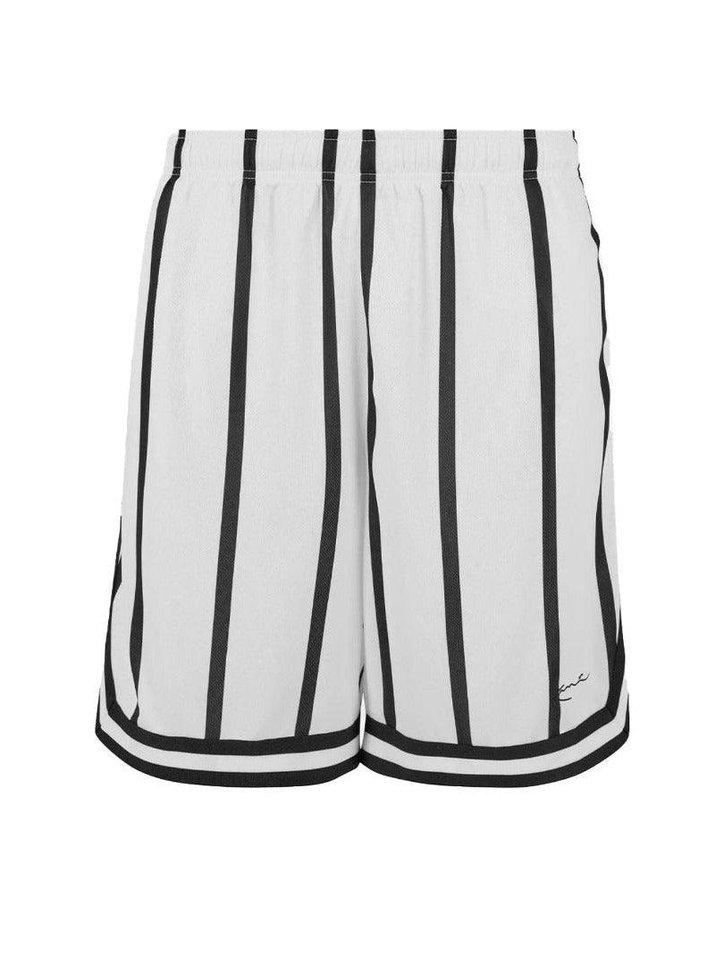 Small sign. striped mesh shorts
