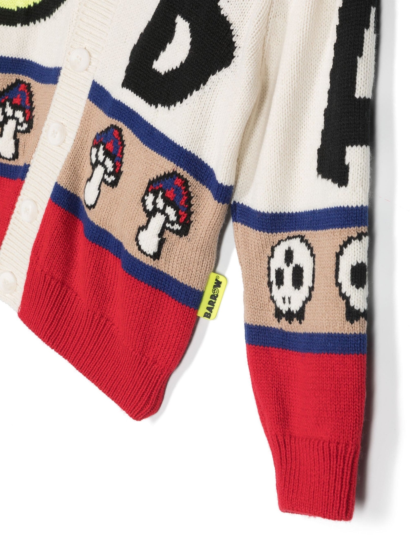 Barrow kids patterned intarsia-knit v-neck cardigan