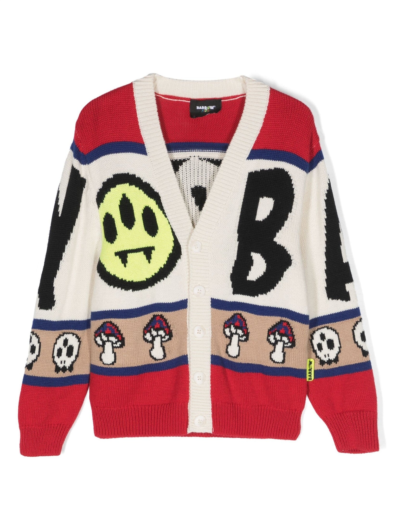 Barrow kids patterned intarsia-knit v-neck cardigan