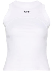 embroidered-logo ribbed tank top