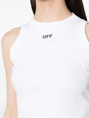 OFF STAMP RIB ROUND TANK TOP WHITE BLACK