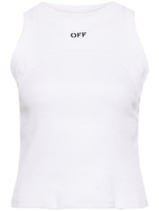 OFF STAMP RIB ROUND TANK TOP WHITE BLACK