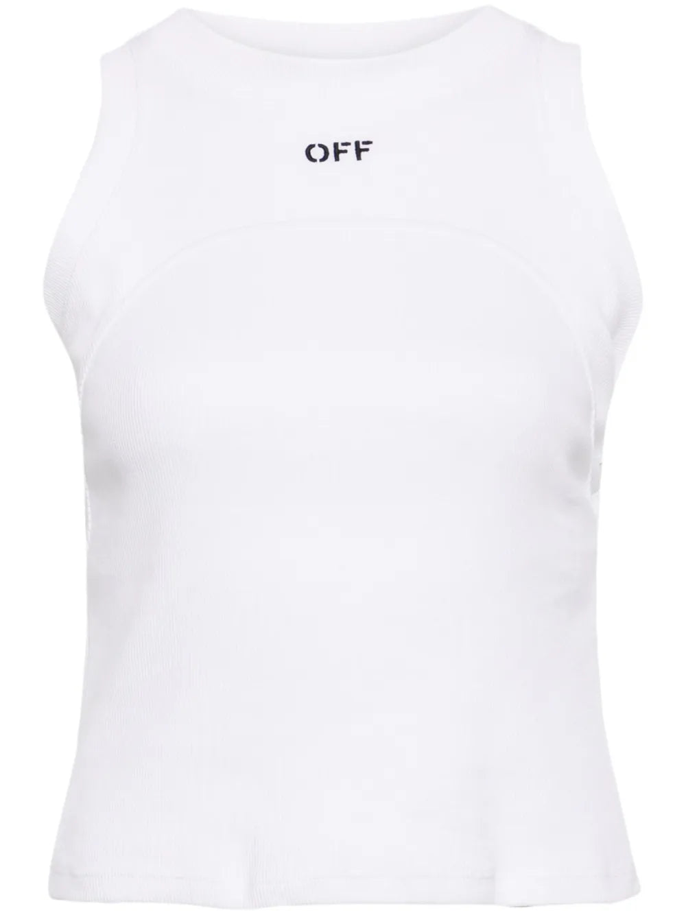 OFF STAMP RIB ROUND TANK TOP WHITE BLACK