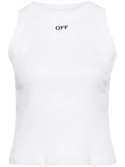 OFF STAMP RIB ROUND TANK TOP WHITE BLACK