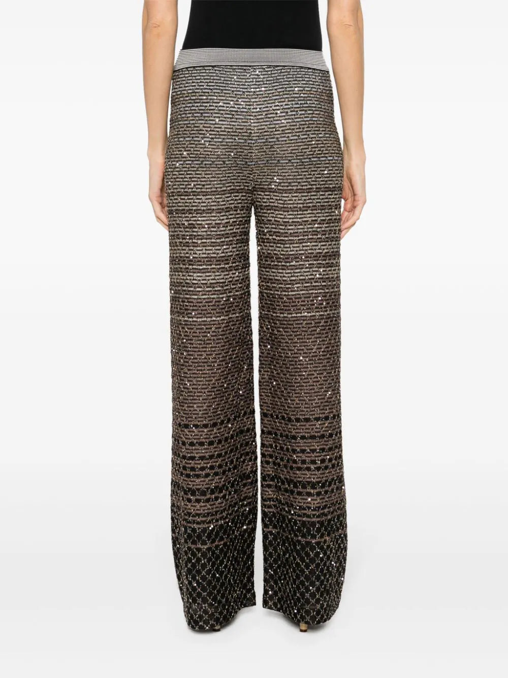 Trousers in dégradé knit with sequins