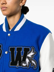 Royal logo-appliqué varsity jacket