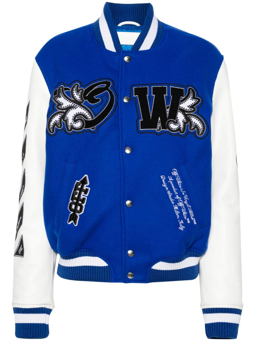 Royal logo-appliqué varsity jacket