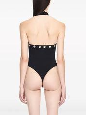 eyelet-embellished halterneck swimsuit