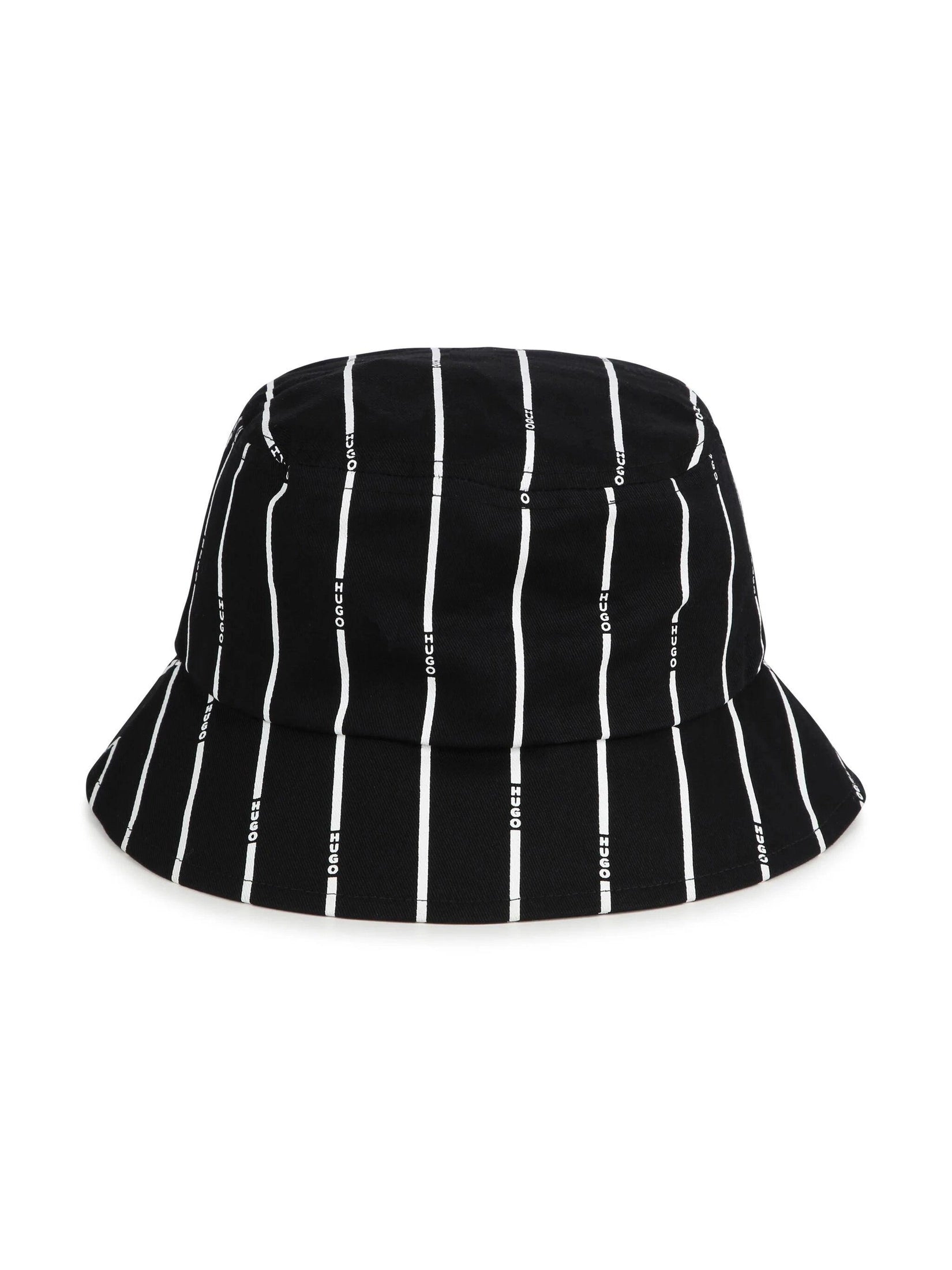 Hugo kids logo-print striped bucket hat