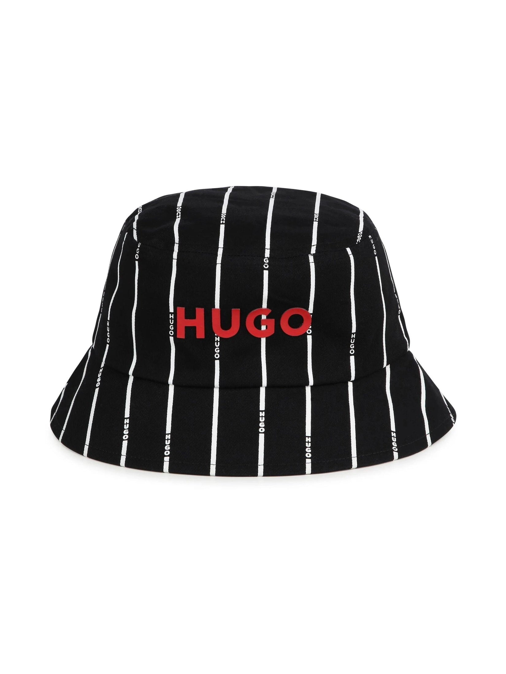Hugo kids logo-print striped bucket hat