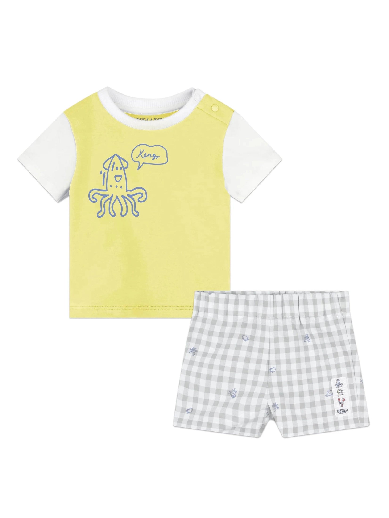 Kenzo Kids graphic-print checked T-shirt short set