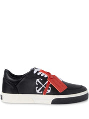 Vulcanized contrasting-tag leather sneakers