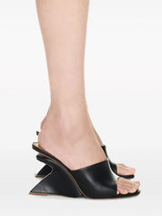 Jug wedge-heel leather mules