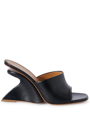 Jug wedge-heel leather mules