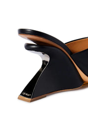 Jug wedge-heel leather mules