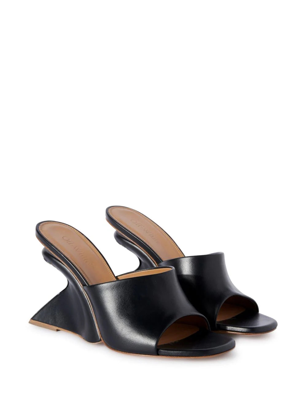 Jug wedge-heel leather mules