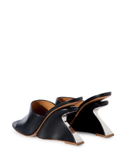 Jug wedge-heel leather mules