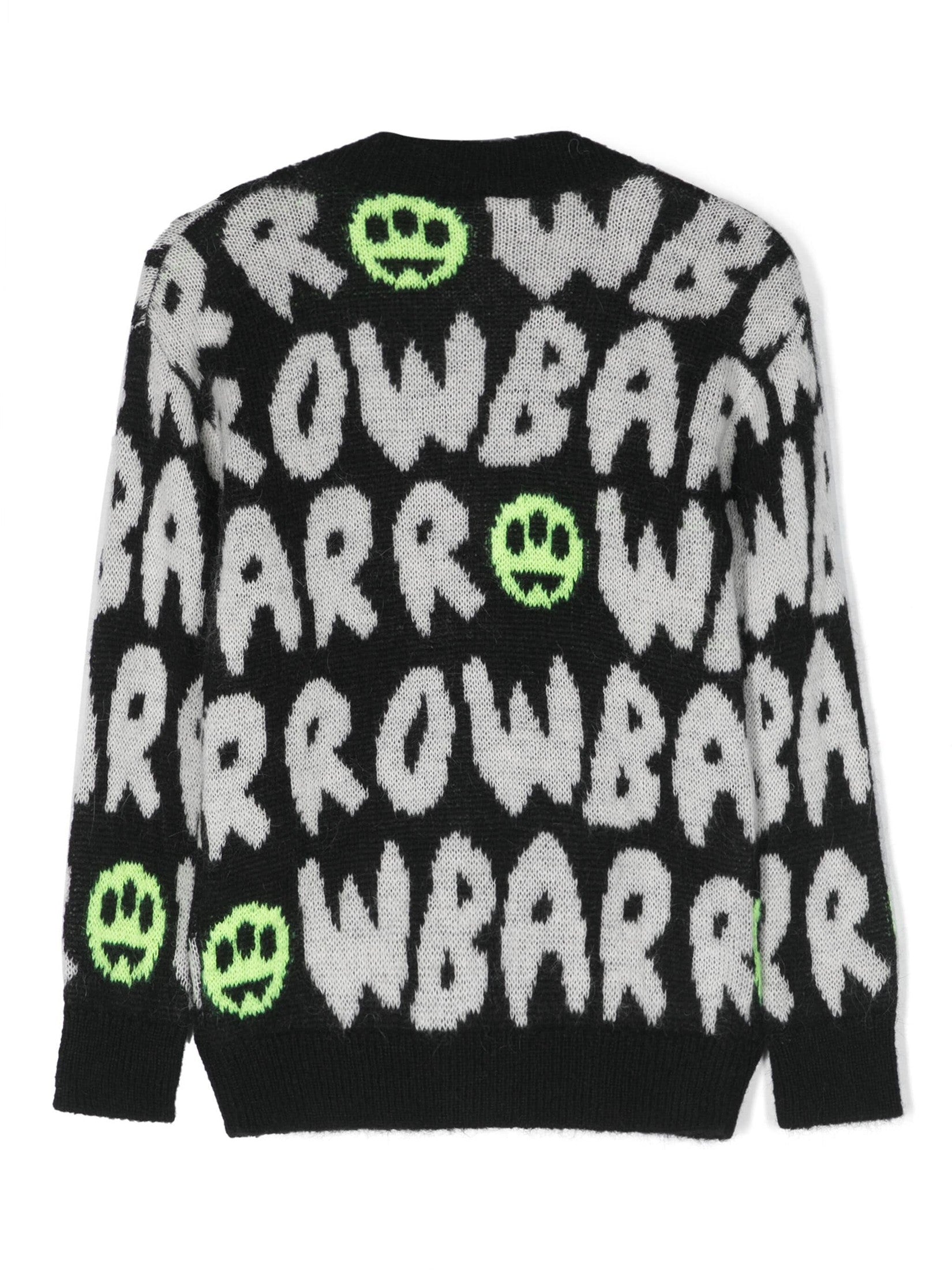 Barrow kids logo-jacquard brushed cardigan